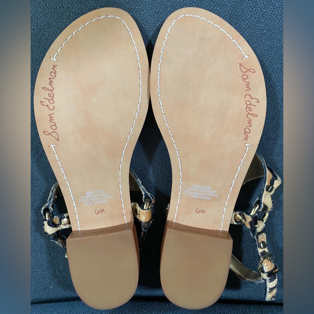 Sam Edelman Jude Leopard Print Calf Hair Thong Sandal - Picture 10 of 16